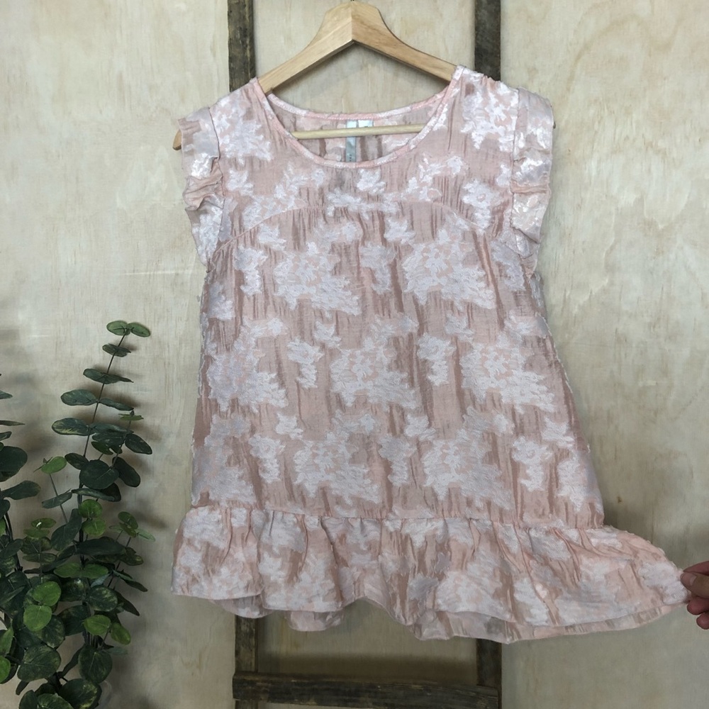 Floral Ruffle Tank in Blush - Picture 2 of 6